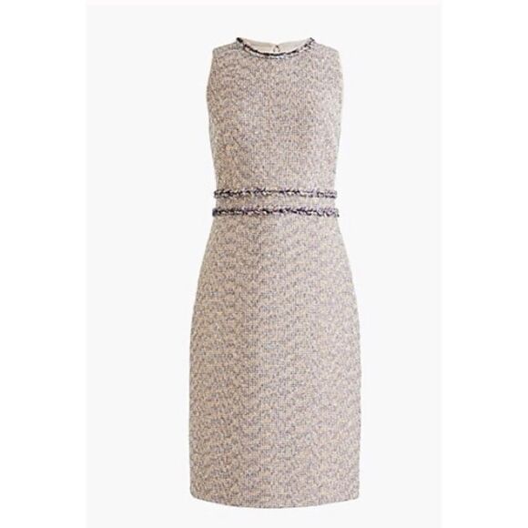 J. Crew Sheath Dress in Gold Blue Twinkle Tweed Size 0 / NWT - Picture 3 of 9